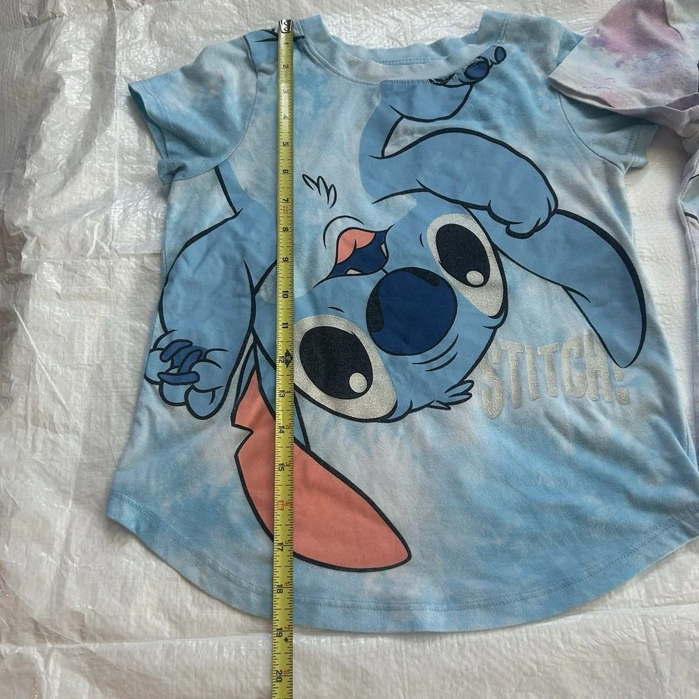 Girl's Disney Stitch Graphic Tee 2-Pack Tie-Dye Short Sleeve Shirts Size M